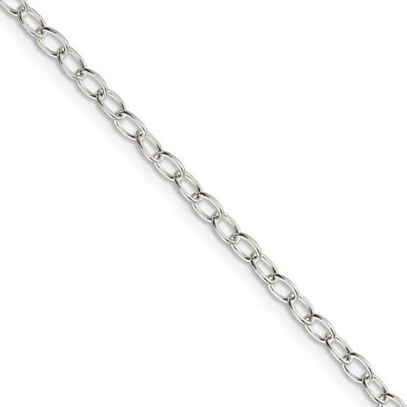 3.4mm, Sterling Silver, Solid Oval Cable Chain Necklace, 18 Inch - Picture 1 of 8